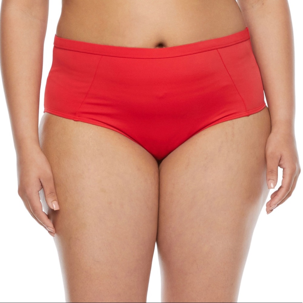 Peyton & Parker Red High Waist Bikini Swimsuit Bottom Plus Size 2X